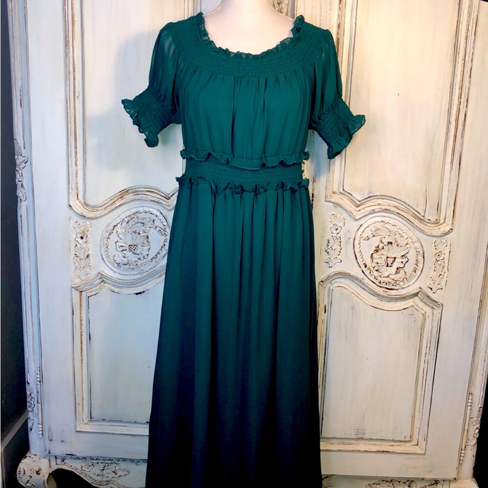 Baltic Born dark green chiffon dress
